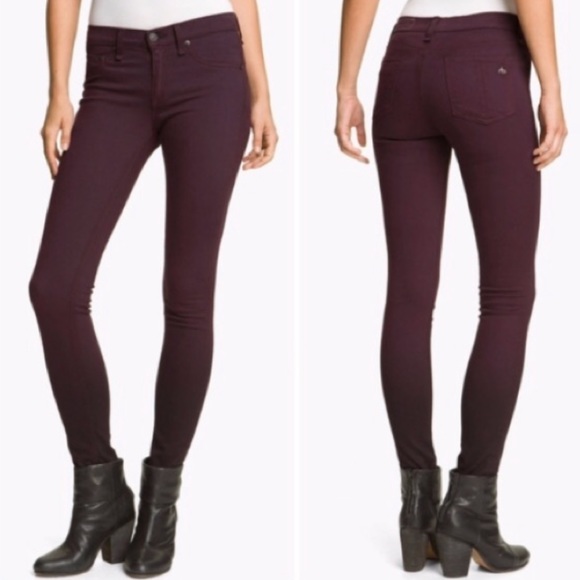 rag & bone Denim - Rag & Bone maroon legging zipper jeans 26